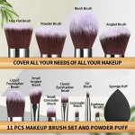 BS-MALL Makeup Brush Set 11Pcs Bamboo Synthetic Kabuki Brush Set Foundation Powder Blending Concealer Eye shadows Blush Cosmetics Brushes with Organizer Bag & Makeup Sponge…