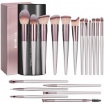 BS-MALL Makeup Brushes Premium Synthetic Foundation Powder Concealers Eye Shadows Silver Black Makeup Brush Sets(18 Pcs)