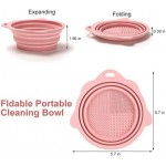 Foldable Silicone Makeup Brush Cleaner Bowl - Etercycle Portable Cleaning Tool for Brushes, Powder Puffs, and Sponges (Pink)