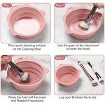 Foldable Silicone Makeup Brush Cleaner Bowl - Etercycle Portable Cleaning Tool for Brushes, Powder Puffs, and Sponges (Pink)