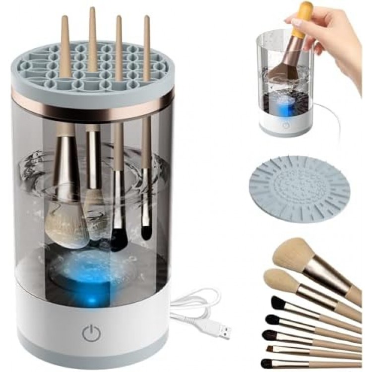 Makeup Brush Cleaner, Electric Cosmetic Brush Cleaner Machine, Automatic Rotating Deep Cleaning, for Different Size Makeup Brushes