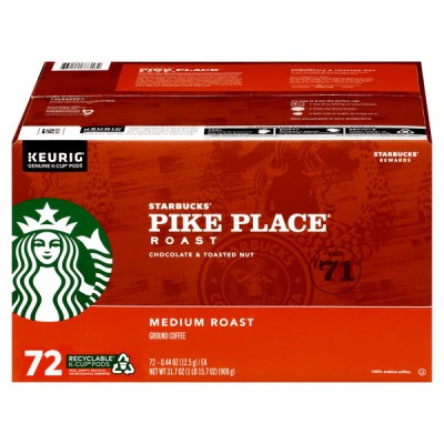 Starbucks Pike Place Medium Roast K-Cup Pods, 72 ct