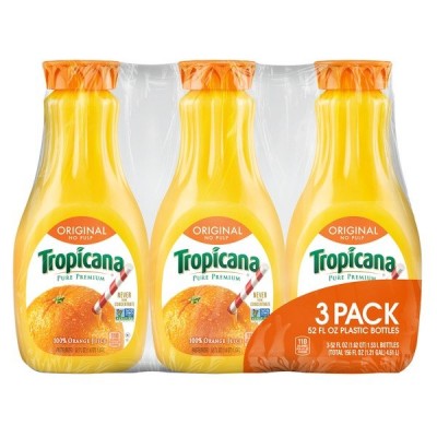 Tropicana 100% Orange Juice, 3 x 52 oz