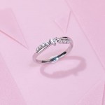 Wedding Engagement Rings, Silver Jewelry for Teen Girls Twisted Ring Heart with White Cubic Zirconia