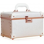 urecity Portable Retro Leather Makeup Train Case Cosmetic Organizer Case Leather Storage Box with Combination Lock (12.5", Rose White)