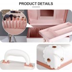 urecity Portable Retro Leather Makeup Train Case Cosmetic Organizer Case Leather Storage Box with Combination Lock (12.5", Rose White)