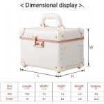 urecity Portable Retro Leather Makeup Train Case Cosmetic Organizer Case Leather Storage Box with Combination Lock (12.5", Rose White)