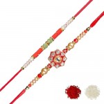 SHOPOGENIE Rakhi for Brother With Gift Set | Set Of 2 Rakhi With Roli Chawal, Card | Rakhi For Brother and Bhabhi | Rakhi for Rakshabandhan