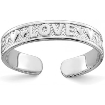 14ct White Gold Polished Love and Hearts Toe Ring Jewelry for Women