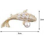 Cute Design Lucky Fish Crystal Brooch Pin Crystal Pearl Brooch Crystal Jewelry Women's Brooches and Pins Elegant Brooch (Color : A)