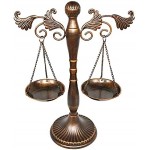 Owlgift Vintage Metal Libra Jewelry Display, Antique Scale Tray Cosmetic Organizer, Farmhouse Candleholder Lawyer of Justice, Unique Centerpiece Stand Storage – Bronze,13.6" W x 18.3" H