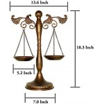 Owlgift Vintage Metal Libra Jewelry Display, Antique Scale Tray Cosmetic Organizer, Farmhouse Candleholder Lawyer of Justice, Unique Centerpiece Stand Storage – Bronze,13.6" W x 18.3" H