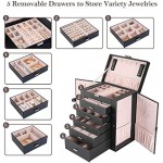 ProCase Large Jewelry Organizer Box for Women Girls, 6 Layers Storage Display Holder Case with Drawers and Dividers for Earrings Necklaces Rings Bracelets Watches -Black