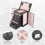 ProCase Large Jewelry Organizer Box for Women Girls, 6 Layers Storage Display Holder Case with Drawers and Dividers for Earrings Necklaces Rings Bracelets Watches -Black