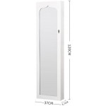 LEVEDE LED Lights Jewelry Cabinet Armoire, Lockable Jewelry Storage Organizer with Full Length Mirror, Wall/Door Mounted Dressing Mirror for Bedroom, Bathroom, Living Room (37 x 9 x 122cm, White)