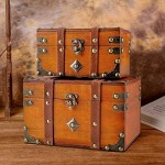 2 pcs/Set Vintage Handmade Storage Box - Vintage Wooden Storage Box Antique Style Jewelry Organizer for Wardrobe Jewerly Box Trinket Box Decorative Box (301-Combo4)