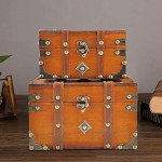 2 pcs/Set Vintage Handmade Storage Box - Vintage Wooden Storage Box Antique Style Jewelry Organizer for Wardrobe Jewerly Box Trinket Box Decorative Box (301-Combo4)