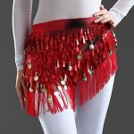 Aivtalk Women Belly Dance Hip Scarf Triangle Tassel Belt Wrap with Coins Sequins