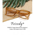 FEISEDY Classic Women Sunglasses Fashion Thick Square Sun Glasses Chunky Frame UV400 B2471