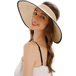 NobleScore Lullaby Women's UPF 50+ Packable Wide Brim Roll-Up Sun Visor Beach Straw Hat