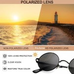 Pro Acme Small Round Polarized Sunglasses for Men Women Circle Retro Shades Metal Hippie Sunglasses UV400