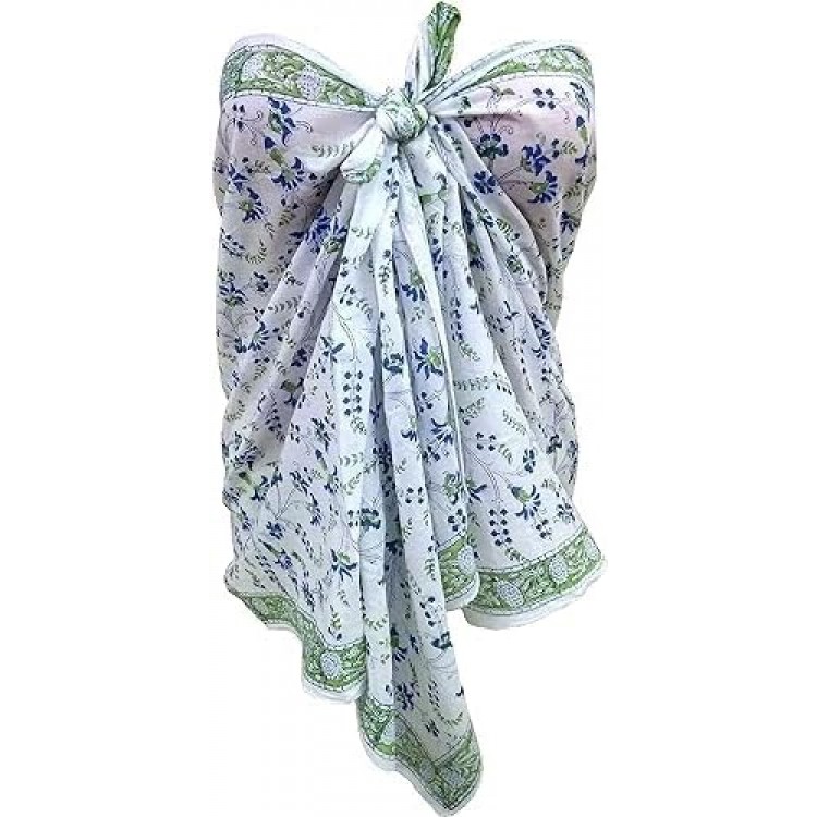 FIKIMOS Sarong Cum Mini Scarfs Pure cotton indian design hand block printed mini stoll for girls, women Mini Scarfs No