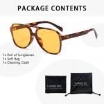 YAMEIZE Retro Double Bridge Rectangle Sunglasses - for Women Men Square Night Vision UV400 Protection Glasses for Driving