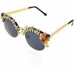 Glasses Women's Sunglasses Handmade Metal Flower Polarized Baroque for Women Retro Gold Color UV Protection Driving Sunglasses Blue Light Glasses for Women