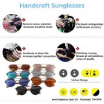 Glasses Personality Metal Frame Bamboo Leg Unisex Sunglasses Colored Lens UV Protection Handcraft for Men Women Blue Light Glasses for Women (Color : Blue)