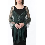 Women Glitter 1920s Sequin Fringe Scraf Wedding Bridal Cape Tassel Evening Shawl Wrap