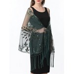 Women Glitter 1920s Sequin Fringe Scraf Wedding Bridal Cape Tassel Evening Shawl Wrap