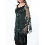 Women Glitter 1920s Sequin Fringe Scraf Wedding Bridal Cape Tassel Evening Shawl Wrap