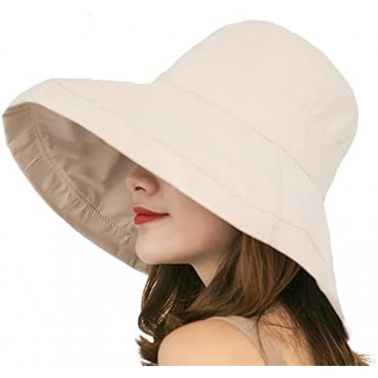 Women Sun Hat Wide Brim UV Protection Soild Bucket Hat Travel Outdoor Beach Hat