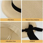 Surblue Straw Summer Hat Women's Floppy Sun Hat Wide Brim Beach Bow Hat