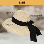 Surblue Straw Summer Hat Women's Floppy Sun Hat Wide Brim Beach Bow Hat