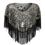 Fashion Black Gold Shiny Sequined Wedding Shawls Beaded Bridal Short Wraps Long Tassel Women Wedding Accessories