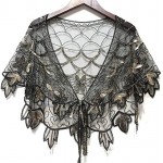 Women's Vintage 1920S Shawl Beaded Sequin Flapper Evening Cape