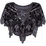 Women's 1920S Shawl Short Wedding Wrap Art Deco Sequin Beaded Evening Cape Flapper Cover Up Summer Capelet