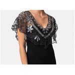 Women's 1920S Shawl Short Wedding Wrap Art Deco Sequin Beaded Evening Cape Flapper Cover Up Summer Capelet