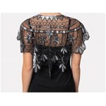 Women's 1920S Shawl Short Wedding Wrap Art Deco Sequin Beaded Evening Cape Flapper Cover Up Summer Capelet