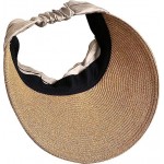 Women Straw Sun Visor Hat Wide Brim Summer Beach Hat Foldable Golf Sun Hat UV Protection Visor Cap Ladies Travel Straw Hat Beige