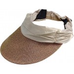 Women Straw Sun Visor Hat Wide Brim Summer Beach Hat Foldable Golf Sun Hat UV Protection Visor Cap Ladies Travel Straw Hat Beige