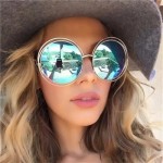 Round Sunglasses Women Retro Mirror Sun Shades For Women Brown Lens Women's Sunglasses Oversized Vintage Glasses