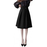 [TAITENG] Women's Skirt, Knee Length, Flared Skirt, A-Line, High Waist, Plain, Beautiful, Office Clothes, Elegant, Feminine, Black Skirt, Office, Commute, Autumn