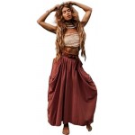 Thaluta Women's Maxi Boho Skirt with Pockets Bohemian Organic Cotton Hippie Gypsy