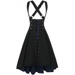 Women's Victorian Steampunk Gothic Skirt High Waist Lace up Suspender Dress Jumper Skirt JSK