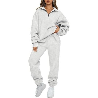 AUTOMET Womens 2 Piece Outfits Long Sleeve Sweatsuits Sets Half Zip Sweatshirts with Joggers Sweatpants