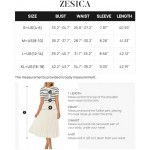 ZESICA Women's Casual Striped Midi Dress Crewneck Short Sleeve Button Ribbed Knit Swing Pleated A Line Dresses