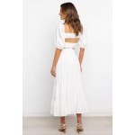 Women's Long Maxi Skirts Tiered High Waist Boho Elastic Layered A-Line Casual Midi Dress