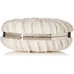 Damara Womens Luxury Special Crystals Beaded Pearl Clutch Bag,White